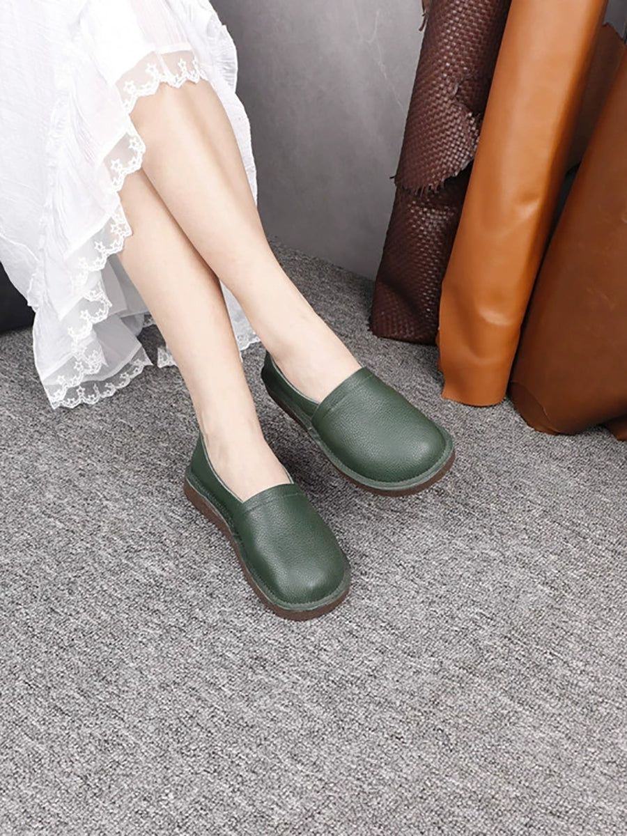 Women Casual Soft Genuine Leather Flat Shoes