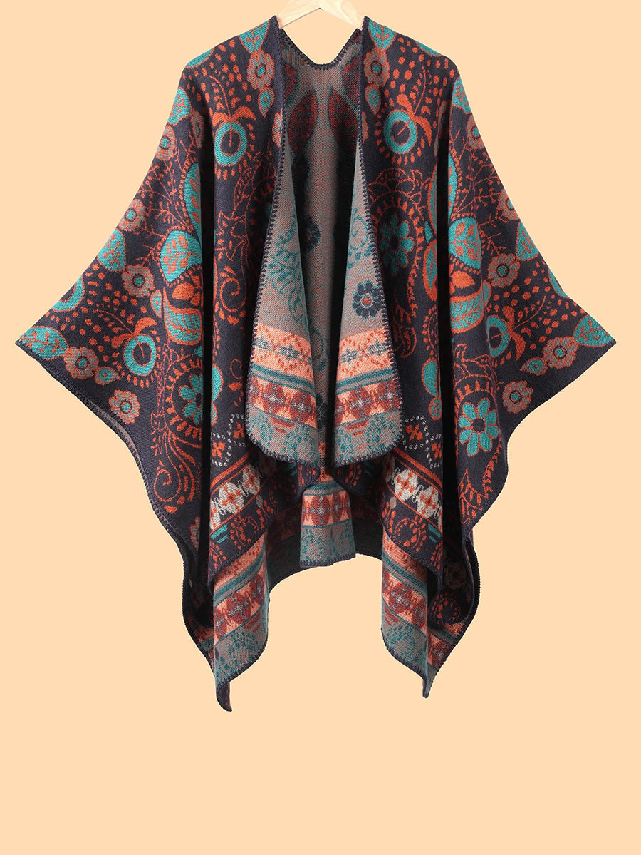 Winter Warm Flower Jacquard Shawl Scarf