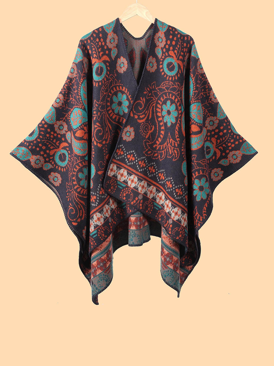 Winter Warm Flower Jacquard Shawl Scarf