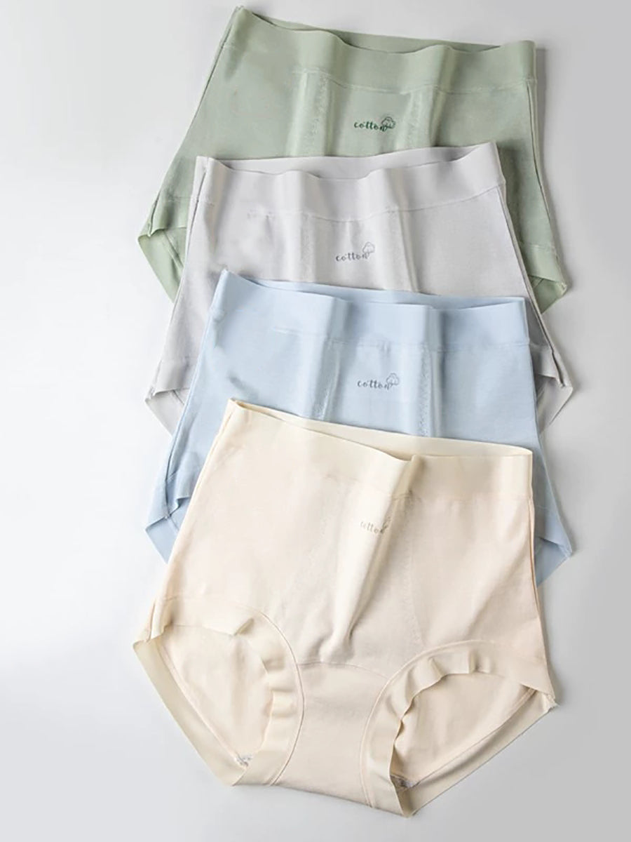 6 Pieces Women High Waist Pure Color Cotton Underwear
