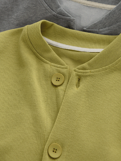 Women Autumn Pure Color O-Neck Cotton Coat