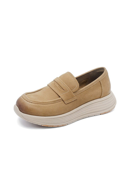 Women Vintage Autumn Genuine Leather Platform Shoes