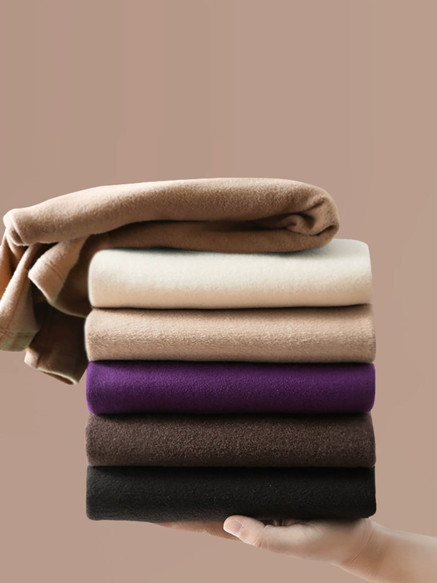 Women Autumn Casual Pure Color Turtleneck Bottom Blouse