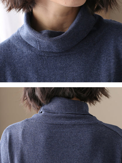 Women Autumn Casual Pure Color 100%Cotton Turtleneck Shirt