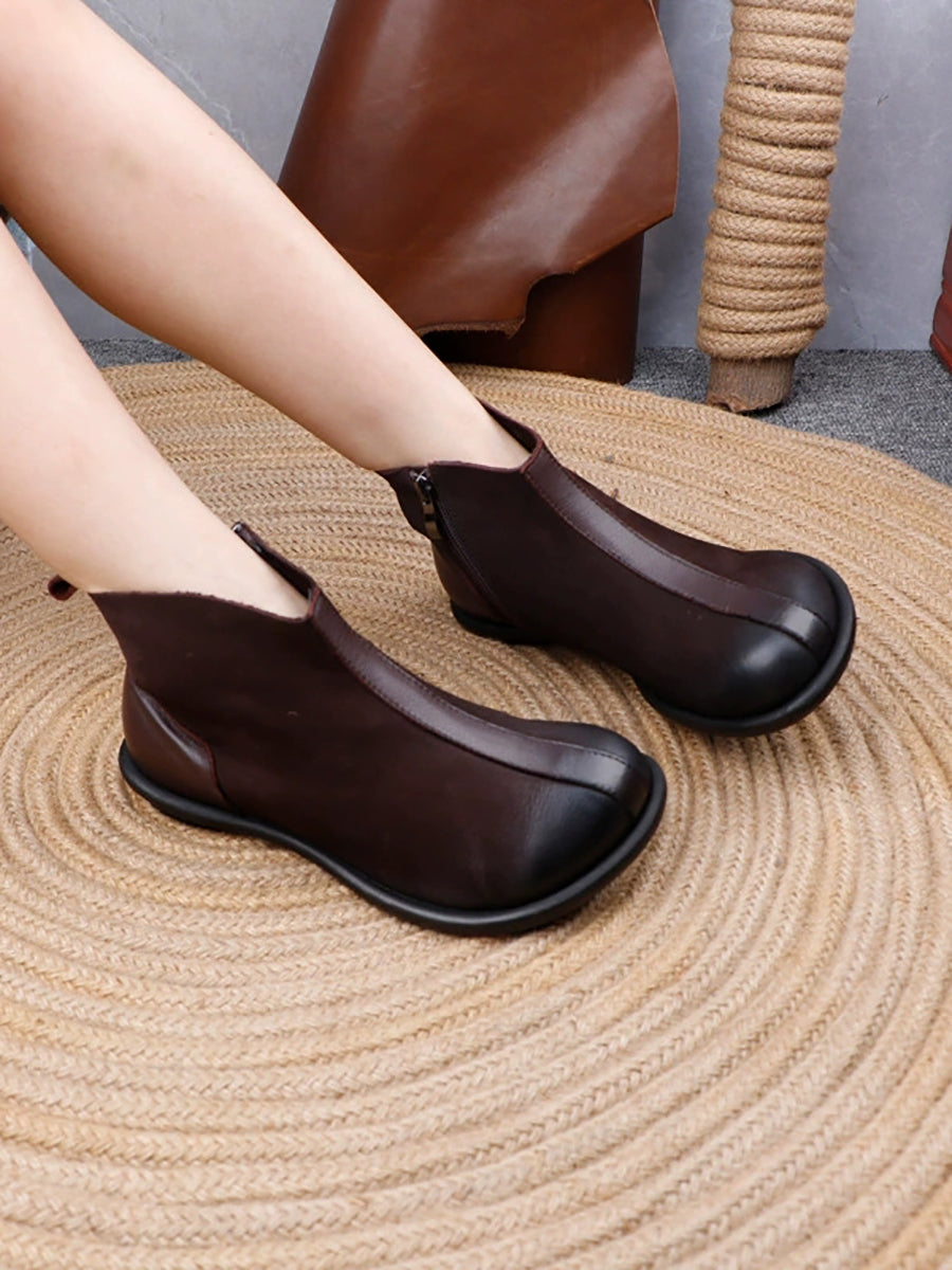 Women Vintage Winter Genuine Leather Ankle Boots