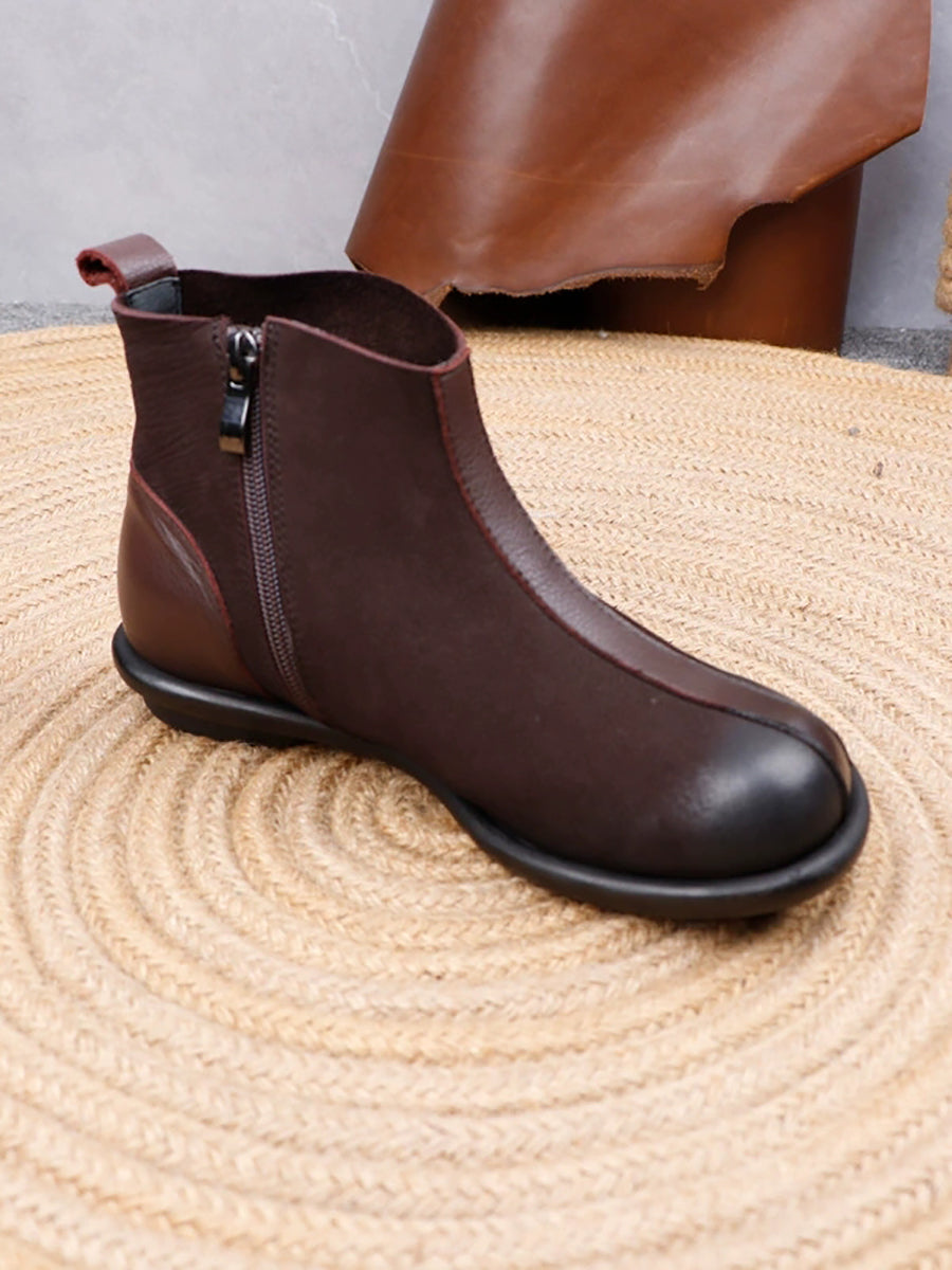 Women Vintage Winter Genuine Leather Ankle Boots