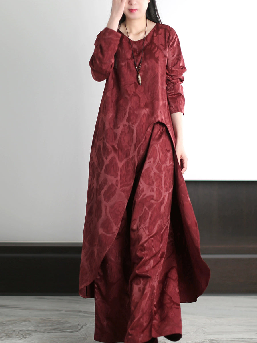 Women Autumn Vintage Jacquard Loose Suits