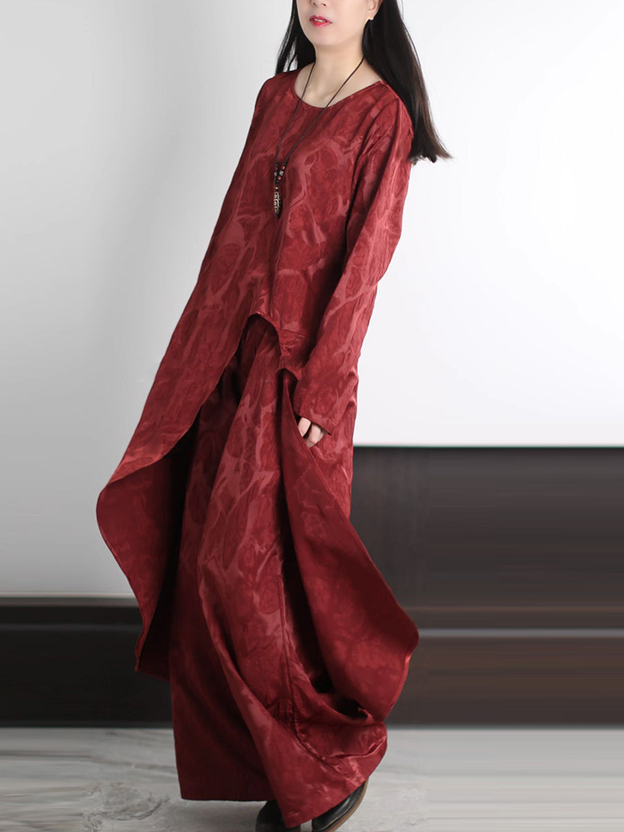 Women Autumn Vintage Jacquard Loose Suits