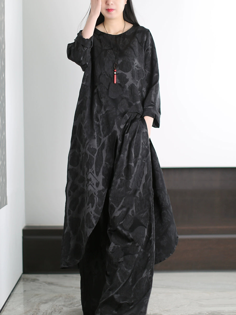 Women Autumn Vintage Jacquard Loose Suits