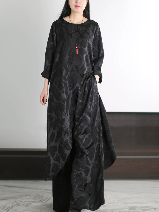 Women Autumn Vintage Jacquard Loose Suits