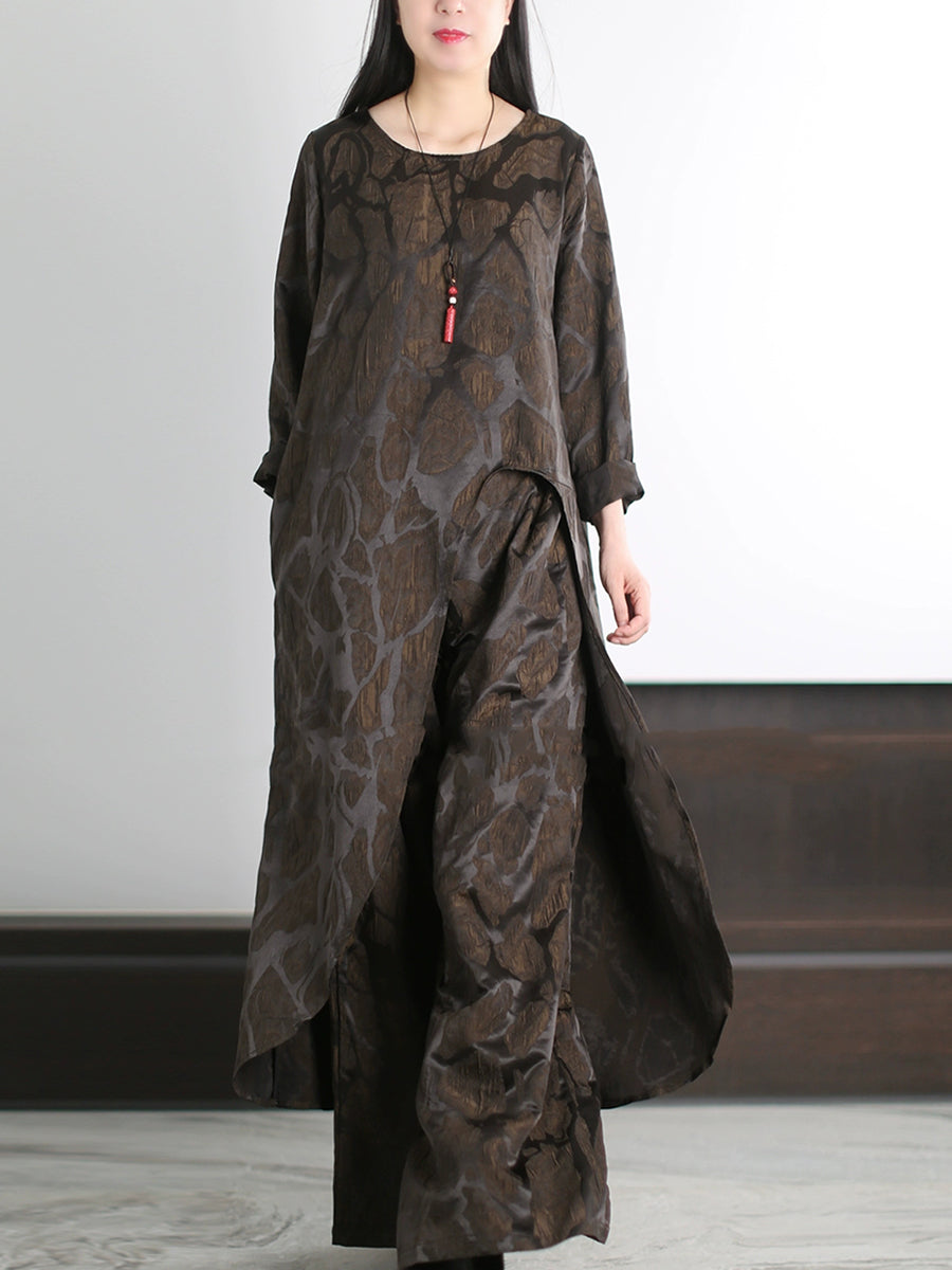 Women Autumn Vintage Jacquard Loose Suits