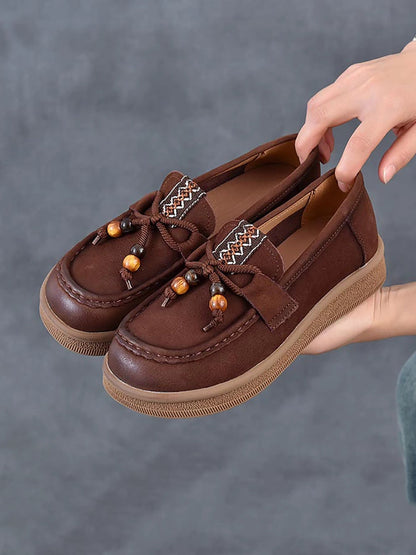Women Vintage Genuine Leather Low Heel Shoes
