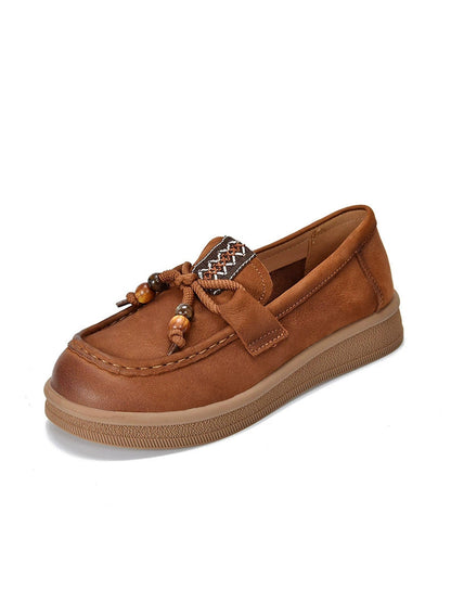 Women Vintage Genuine Leather Low Heel Shoes