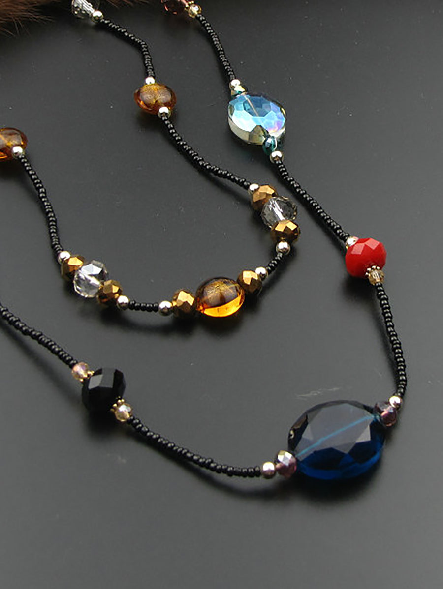 Vintage Double-layered Crystal Beaded Necklace