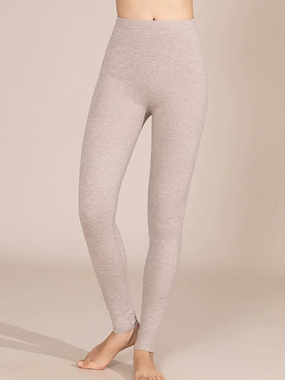 Women Autumn Warm Pure Color High Waist Leggings