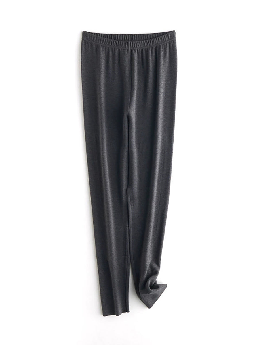 Women Autumn Warm Pure Color High Waist Leggings