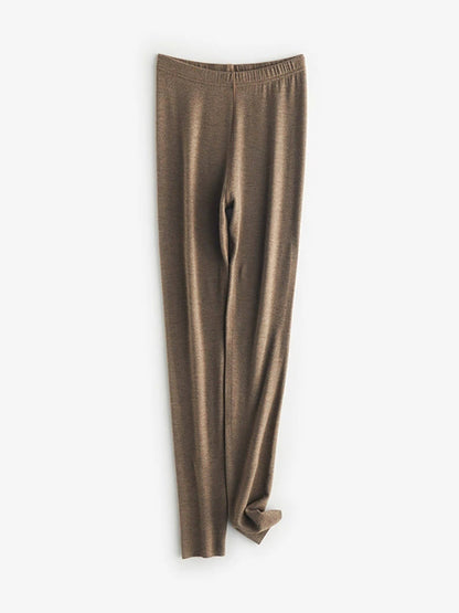 Women Autumn Warm Pure Color High Waist Leggings
