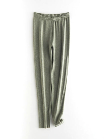 Women Autumn Warm Pure Color High Waist Leggings