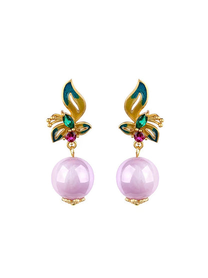 Ethnic Purple Lithium Crystal Butterfly Earrings
