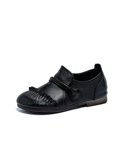 Women Vintage Genuine Leather Spliced Low Heel Shoes