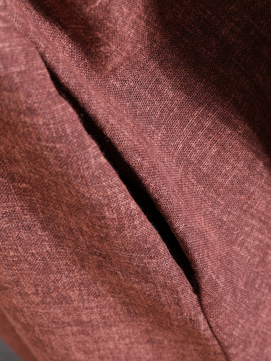 Women Autumn Pure Color Turn-down Collar 100%Cotton Dress