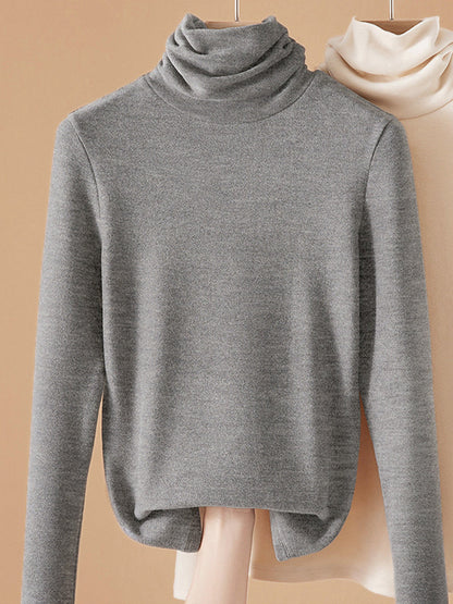 Women Autumn Casual Thicken Turtleneck Bottom Blouse