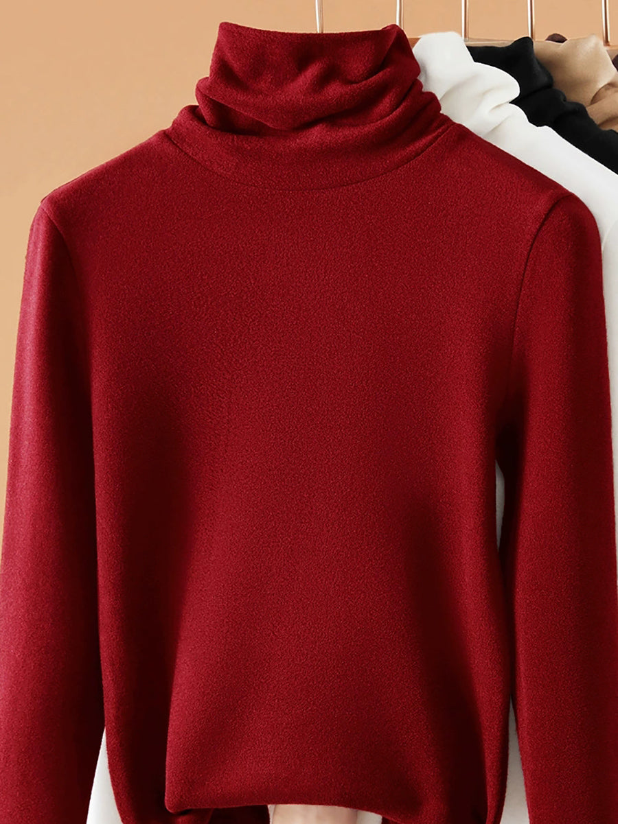 Women Autumn Casual Thicken Turtleneck Bottom Blouse