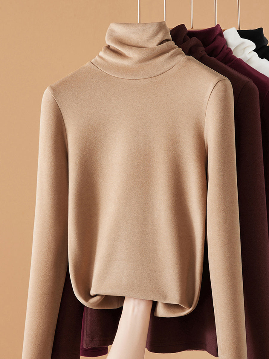 Women Autumn Casual Thicken Turtleneck Bottom Blouse