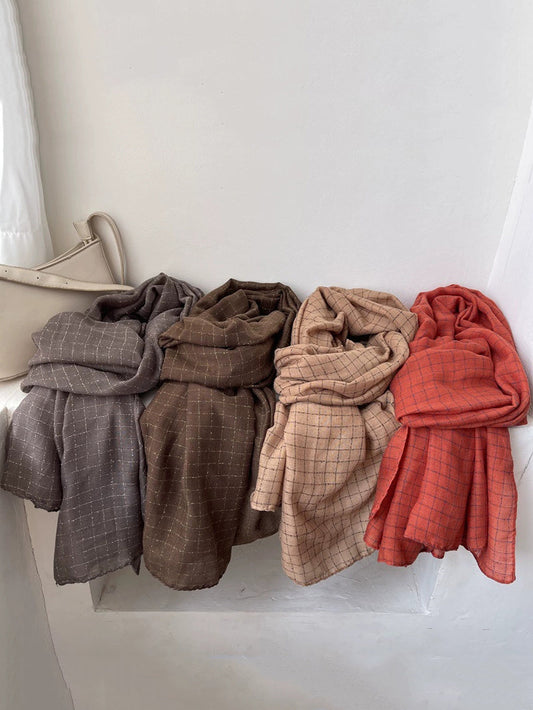 Women Autumn Artsy Plaid Shawl Scarf