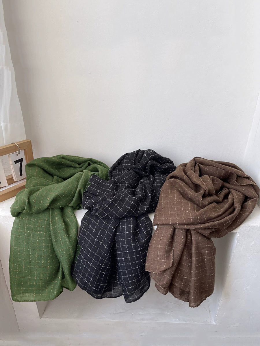 Women Autumn Artsy Plaid Shawl Scarf