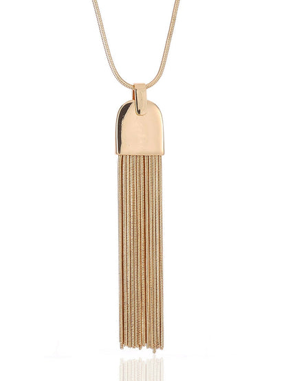 Women Casual Alloy Tassel Long Necklace