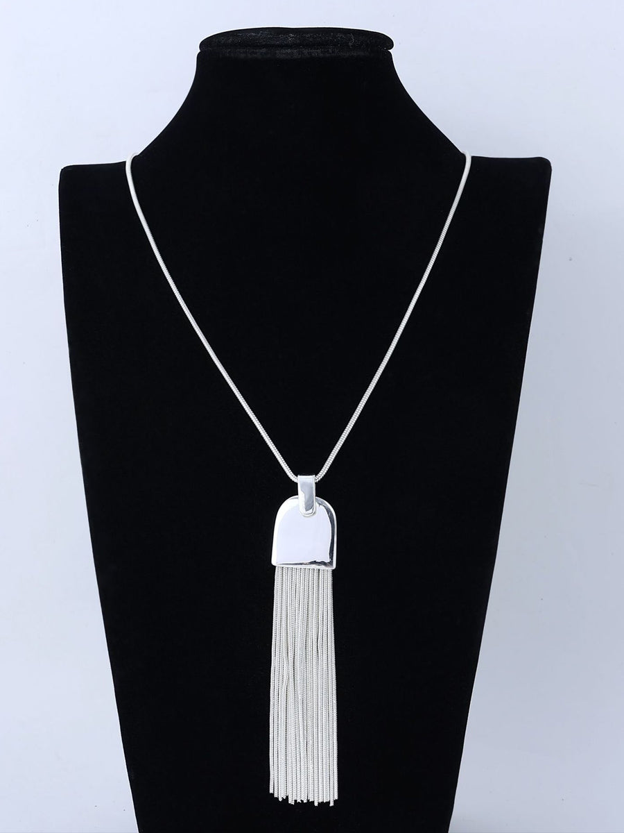 Women Casual Alloy Tassel Long Necklace