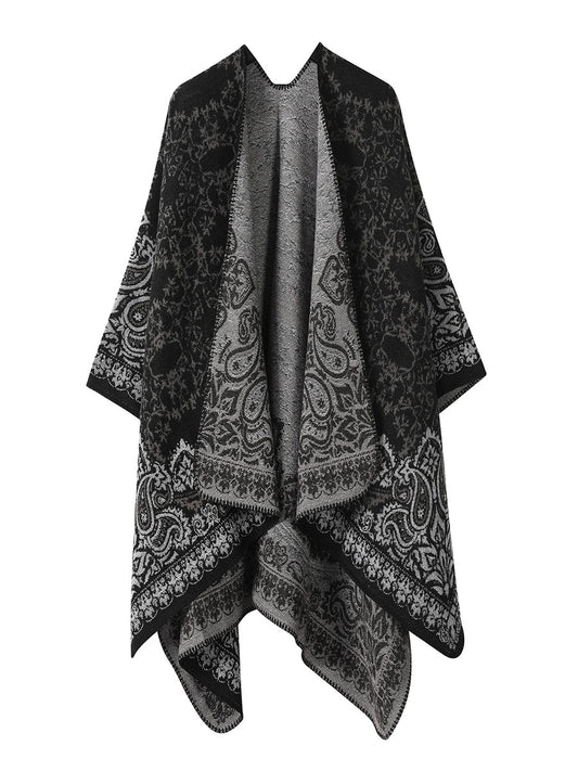 Women Winter Warm Flower Shawl