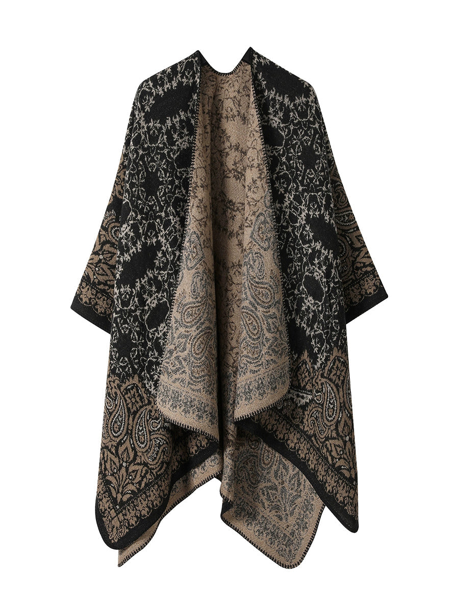Women Winter Warm Flower Shawl