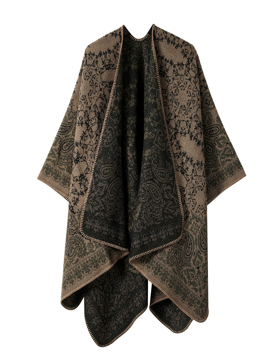 Women Winter Warm Flower Shawl