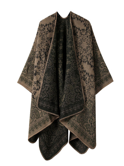 Women Winter Warm Flower Shawl