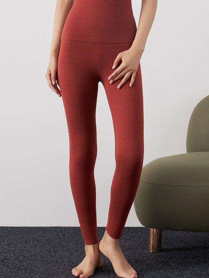 Women Autumn Warm Pure Color High Waist Leggings