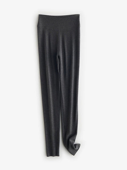 Women Autumn Warm Pure Color High Waist Leggings