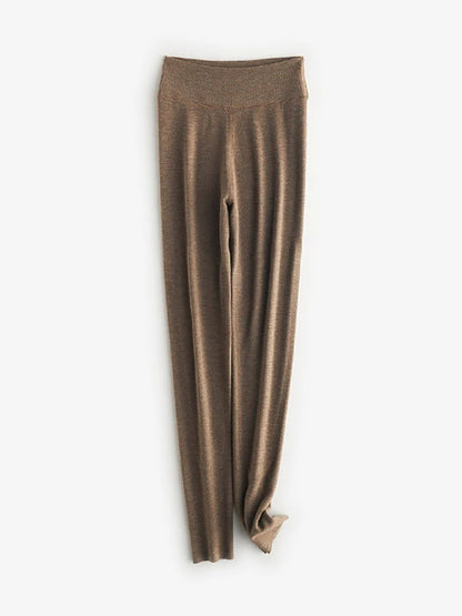 Women Autumn Warm Pure Color High Waist Leggings