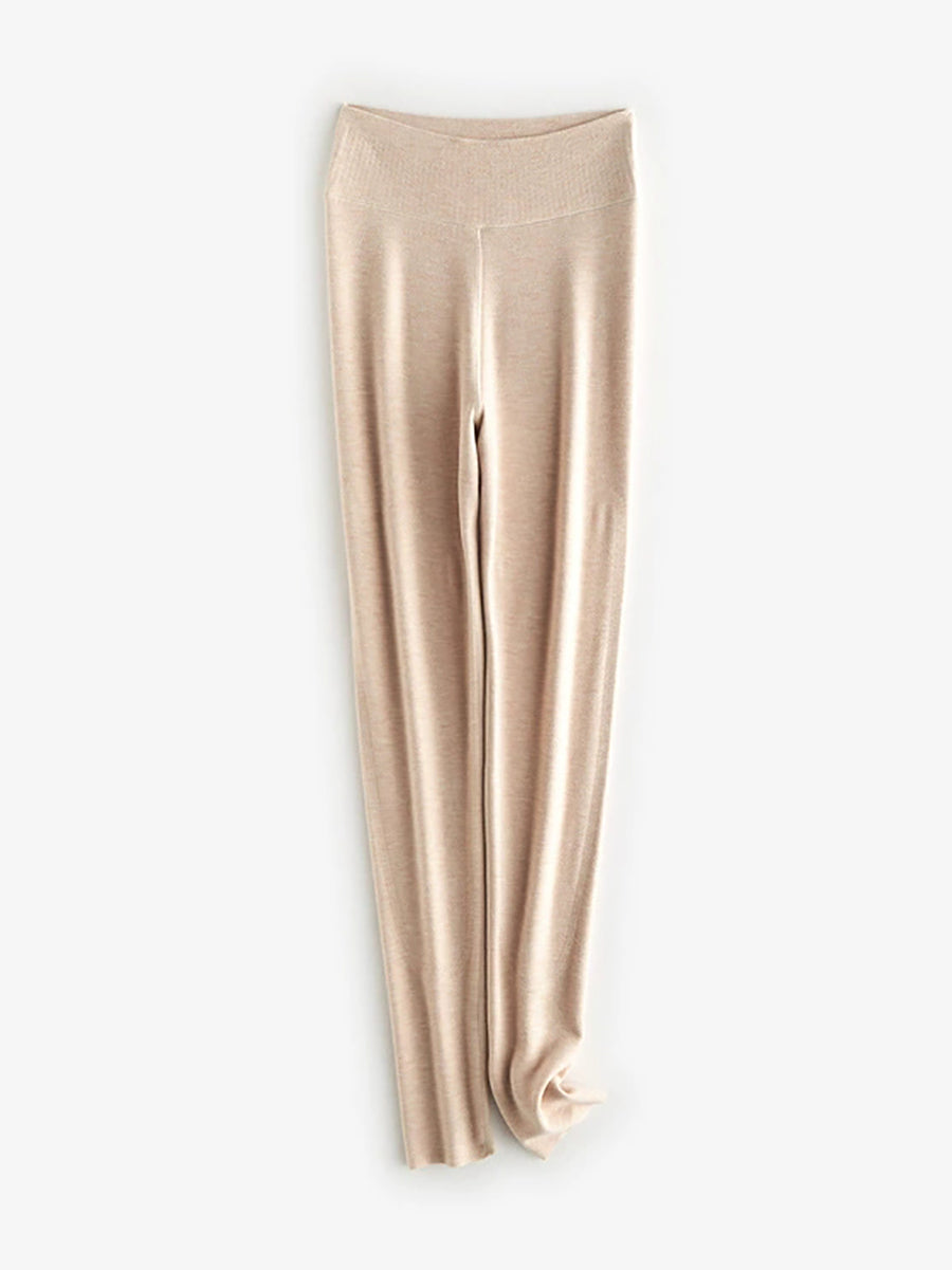 Women Autumn Warm Pure Color High Waist Leggings