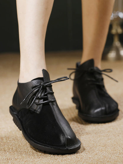 Women Vintage Genuine Leather Strap Flat Shoes
