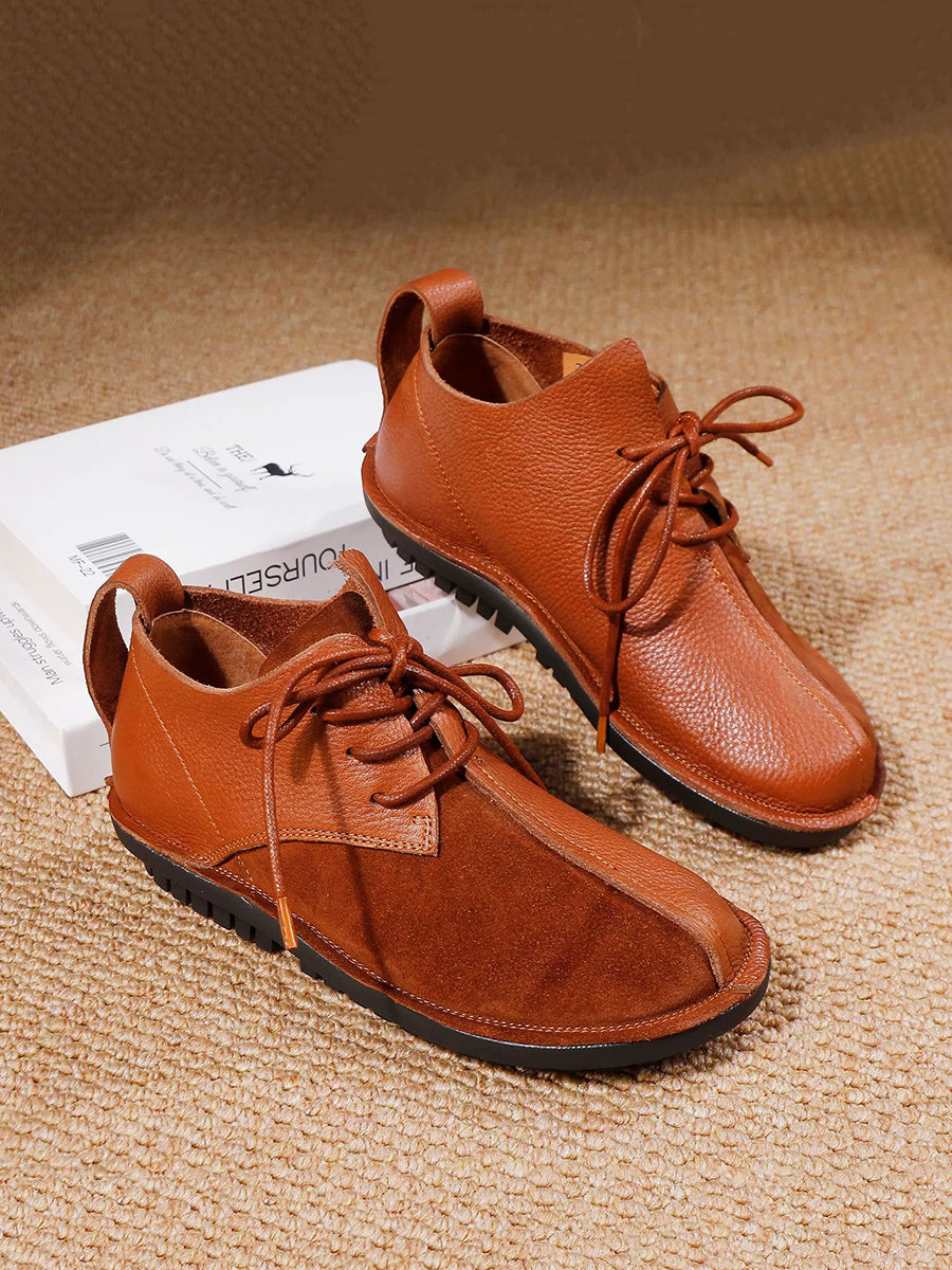 Women Vintage Genuine Leather Strap Flat Shoes