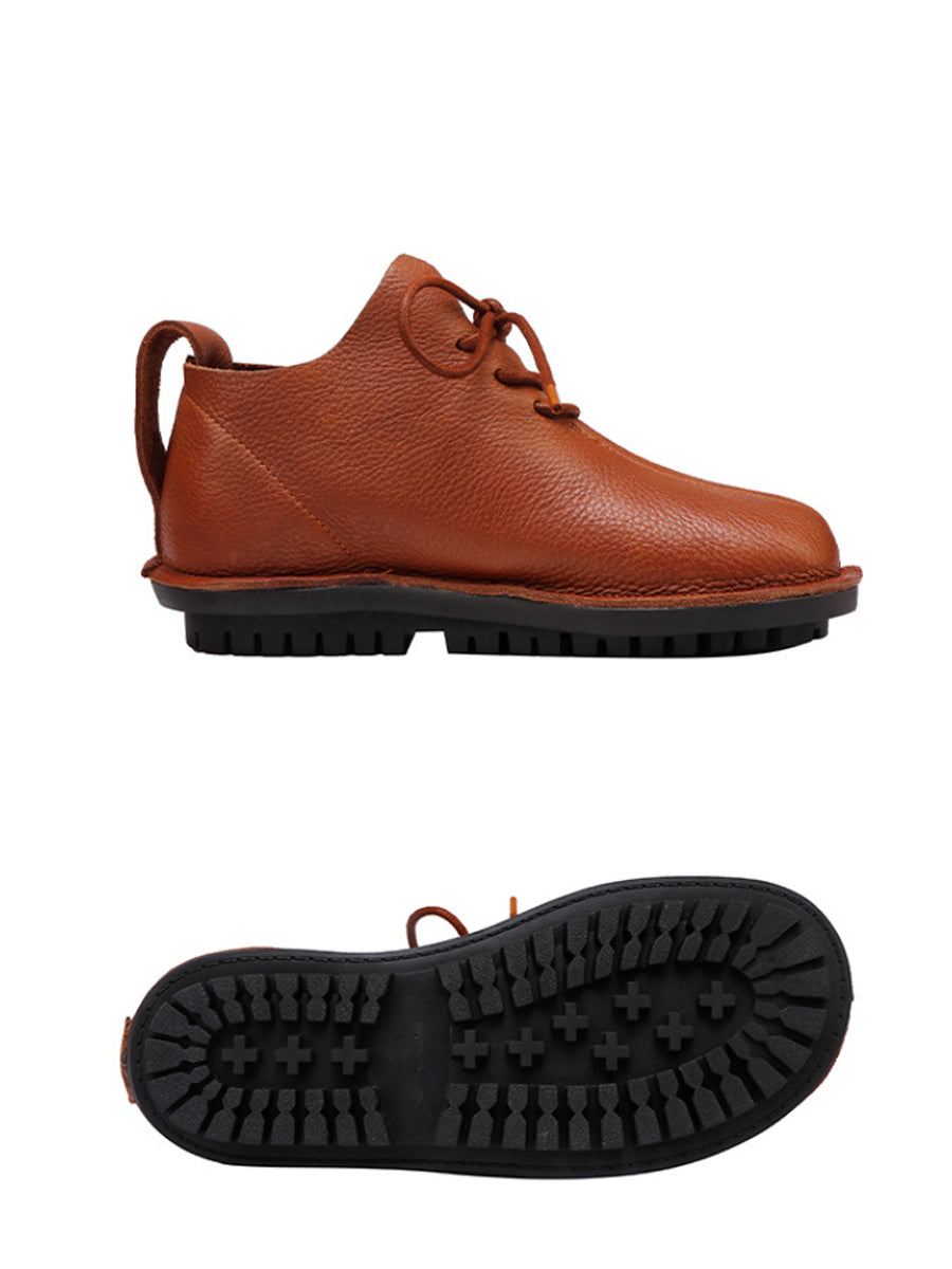 Women Vintage Genuine Leather Strap Flat Shoes