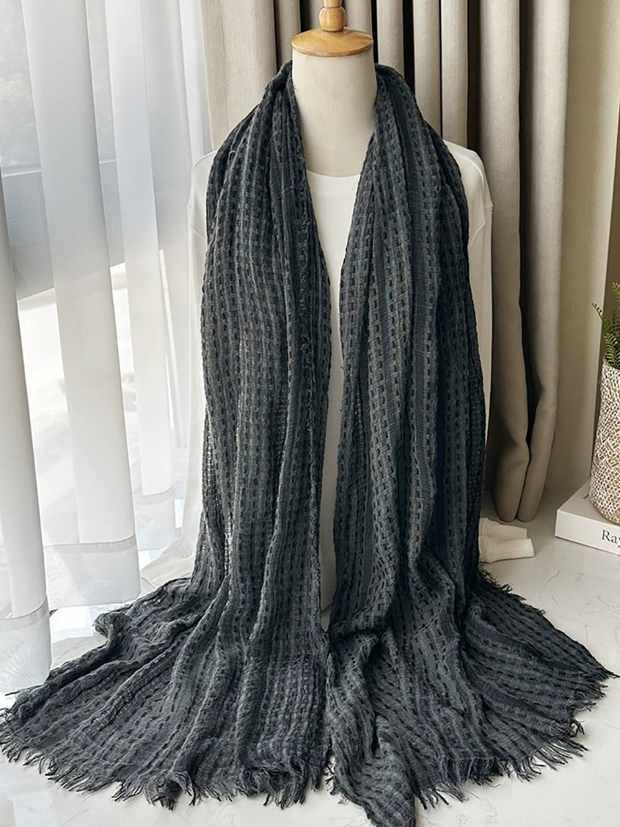Women Vintage Stripe Tassel Shawl Scarf