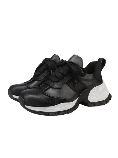 Women Vintage Genuine Leather Platform Sport Shoes
