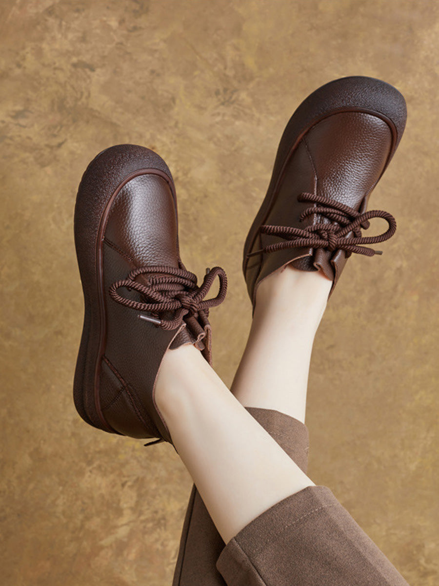 Women Autumn Genuine Leather Flat Ankle Boots