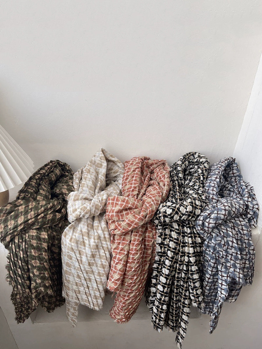 Vintage Autumn Plaid Soft Shawl Scarf