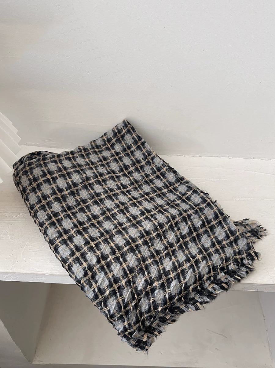 Vintage Autumn Plaid Soft Shawl Scarf