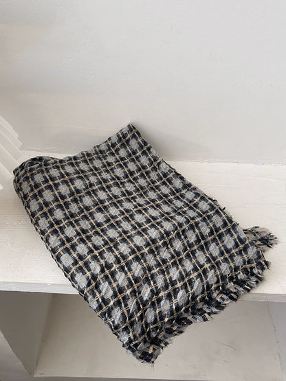 Vintage Autumn Plaid Soft Shawl Scarf