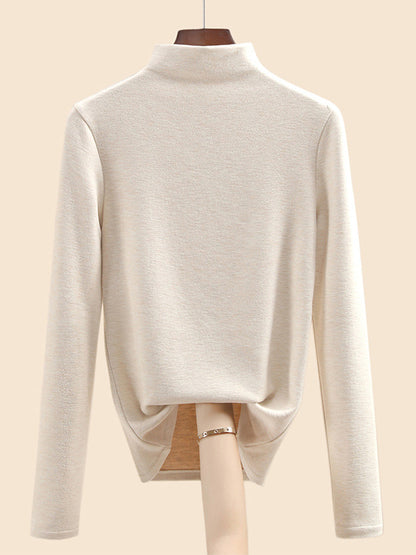 Women Autumn Casual Warm Half-Turtleneck Base Blouse